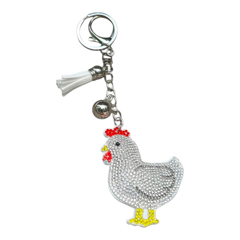 Sparkling Chicken Keychain with Tassel-NWOT